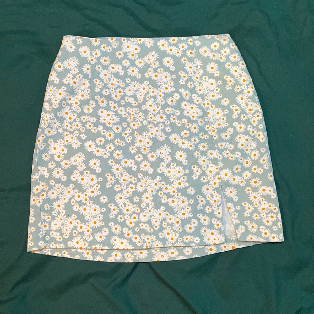 White Daisy Blue Mini Skirt